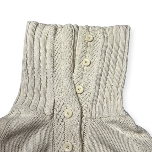 Armani Exchange Large Fold Over Collar Chunky Cardigan SIZE M Beige Sweater HK - Picture 6 of 13